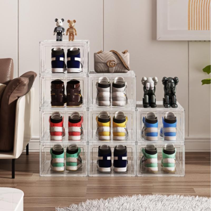 Clear Shoe Storage Box, 1 Count Shoe Display Box, Shoe Organizer, Home Organizer for Living Room Bedroom Bathroom, Home Supplies