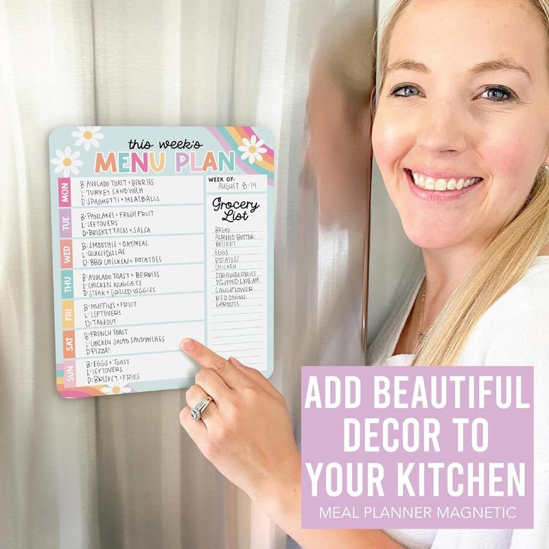 Retro Weekly Dinner Menu Board For Kitchen - Magnetic Meal Planner For Refrigerator White Board Dry Erase, Weekly Menu Board For Fridge Whiteboard, Weekly Meal Planner Magnetic Fridge Whiteboard