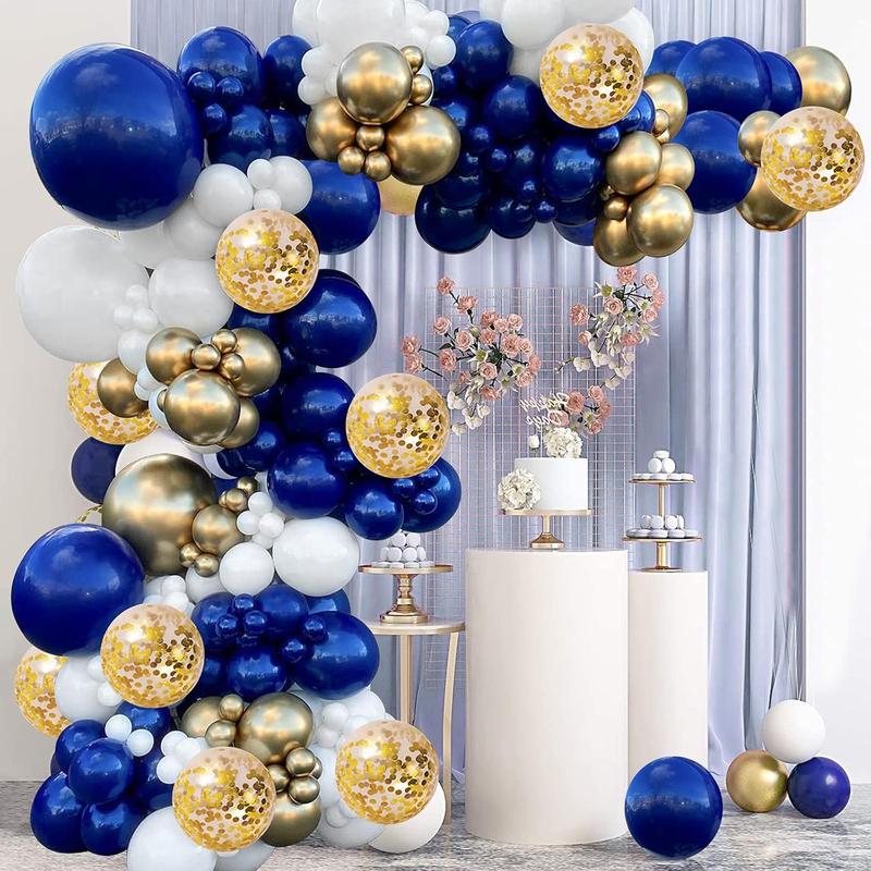 Navy Blue  Balloons Garland Kit, Navy Blue  White Confetti Balloons Arch Kit for Birthday Party  Shower Wedding Graduation Class of 2024 Prom Decorations