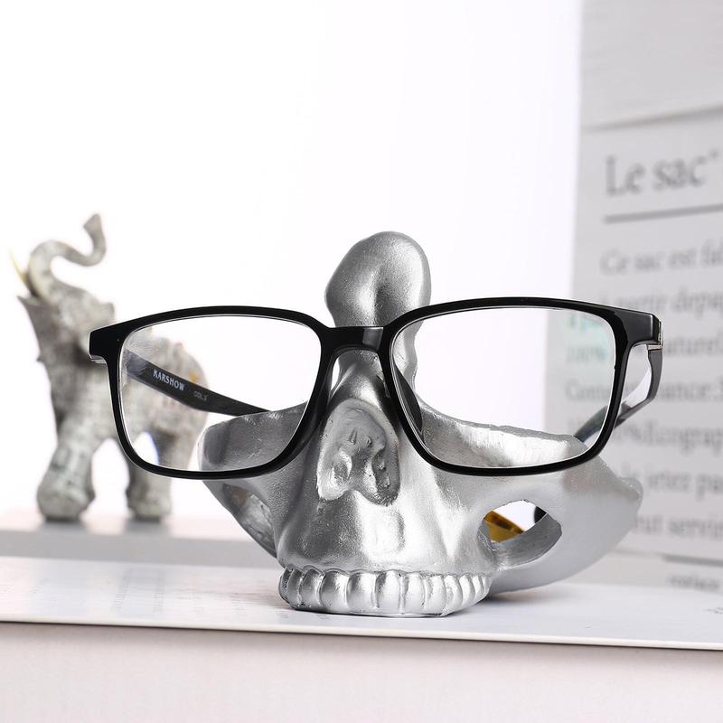 Room Decor Skull Design Eyeglasses Holder without Glasses, 1 Count Creative Resin Desktop Storage Tray, Home Decoration Ornament, Summer Gift Ideas