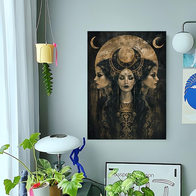 Enchanting Hecate Witchcraft Poster - Vibrant Pagan Moon Goddess Worship Magic Art Print for Witch Home Decor - Creative Fun Living Room Wall Art(Frameless)