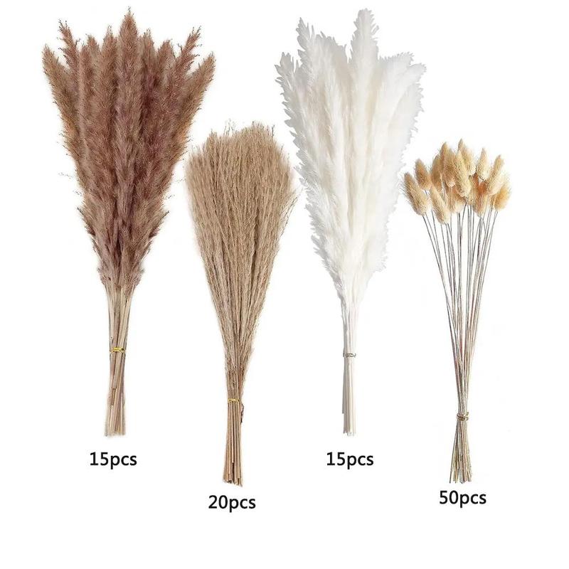 Natural Dried Pampas Grass (100pcs), Home Decorative Grass Dried Flower, Dried Pampas Grass for Home Table Decoration, Party Decor, Room Decor