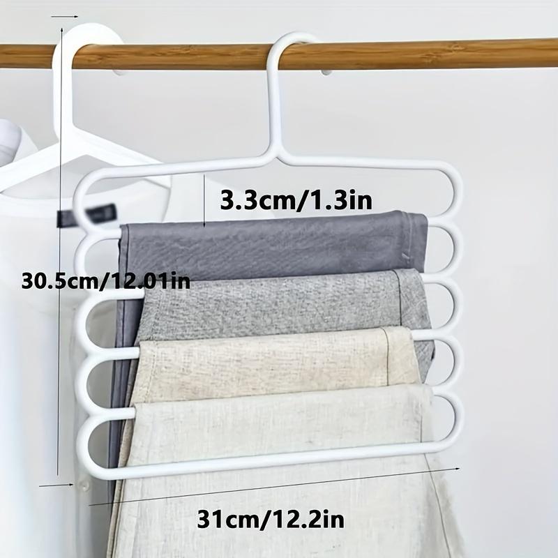 5 Layers Pants Rack, 5 Counts Anti Slip Clothes Scarf  Pants Storage Hanging Hanger, Home Organizer for Bedroom Wardrobe