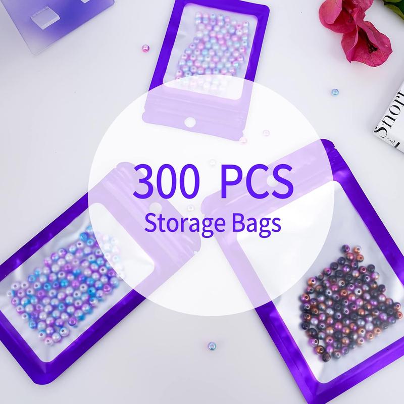 300 Pack 3 Sizes Resealable Mylar Holographic Bags  Storage Smell Proof Bags with Front Window Packaging Pouch for Cookies Sample  Snack (Purple, 3 x 4.7 in,4 x 6 in,4.7 x 7.9 in)