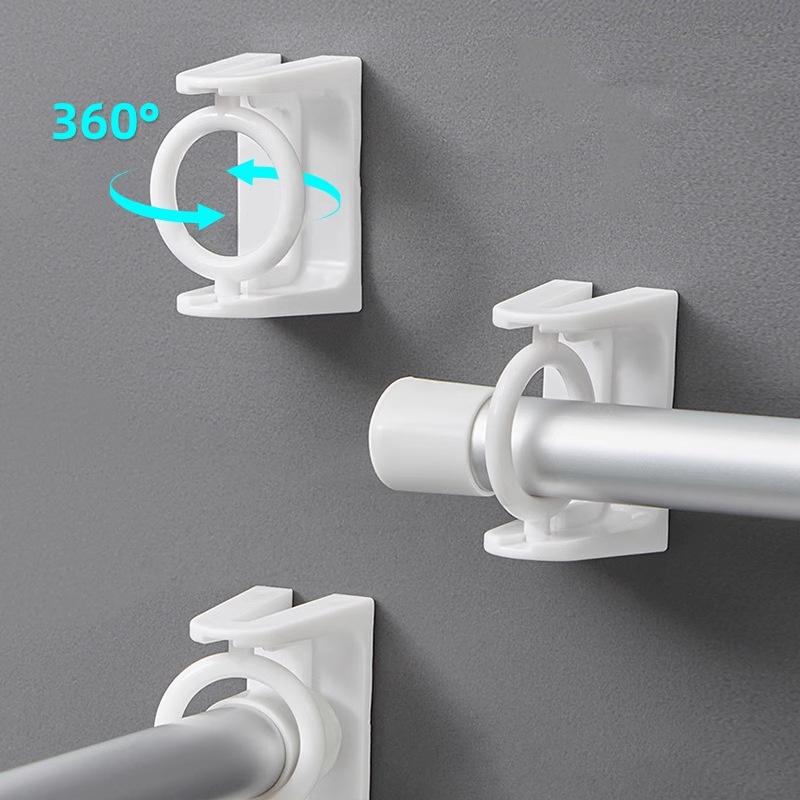 6 10PCS Non-Punching Rotary Ring Telescopic Rod Hook with Multi-Functional Towel Rod Stick Hook Frame and Curtain Hook