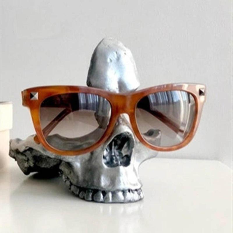 Room Decor Skull Design Eyeglasses Holder without Glasses, 1 Count Creative Resin Desktop Storage Tray, Home Decoration Ornament, Summer Gift Ideas