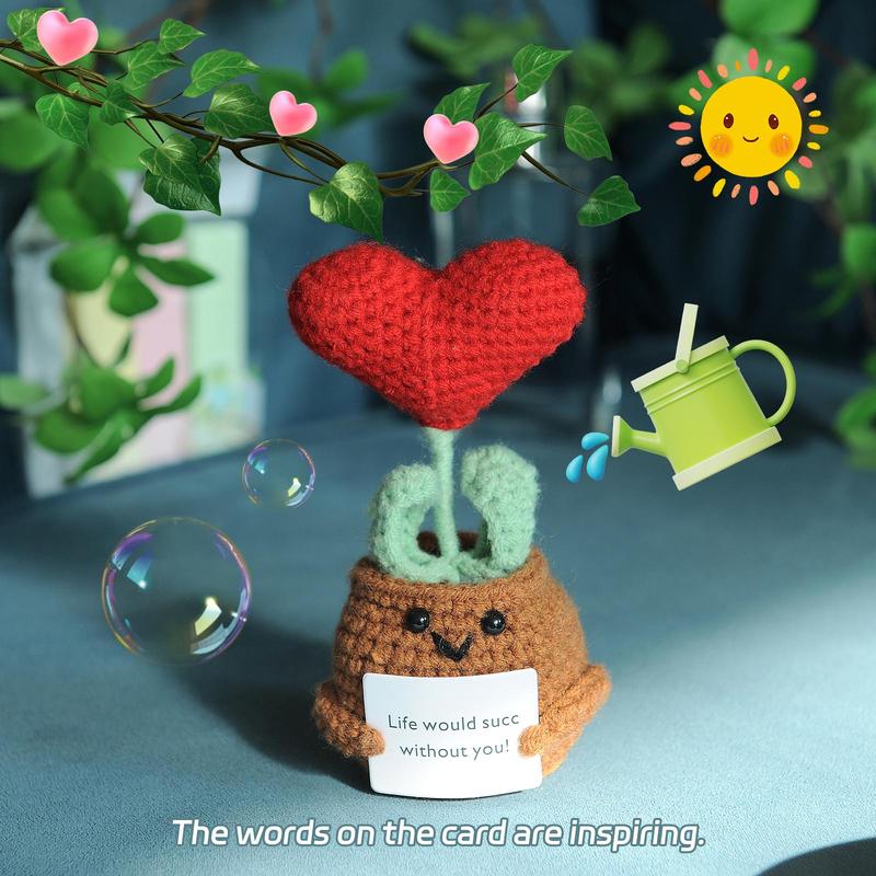 Cute Creative Love Plant Design Crochet Ornament, Home Decor Craft, Desk Decoration for Home Office