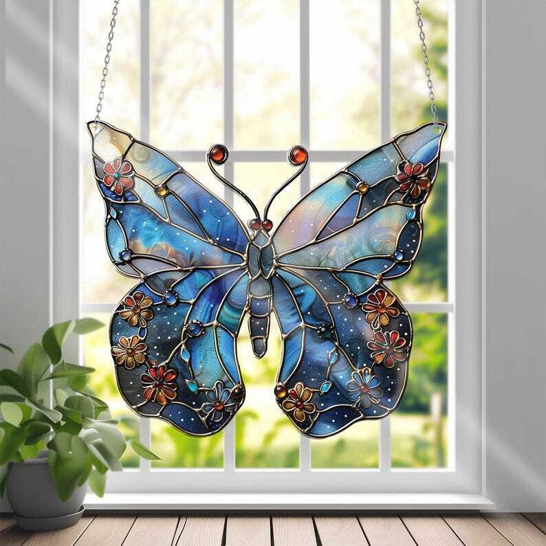 Blue Buckeye Butterfly ACRYLIC Window Hanging, Butterfly Home Decor, Butterfly Lover Decor, Insect Lover, Insect Decor,Yard Decor,Window Art