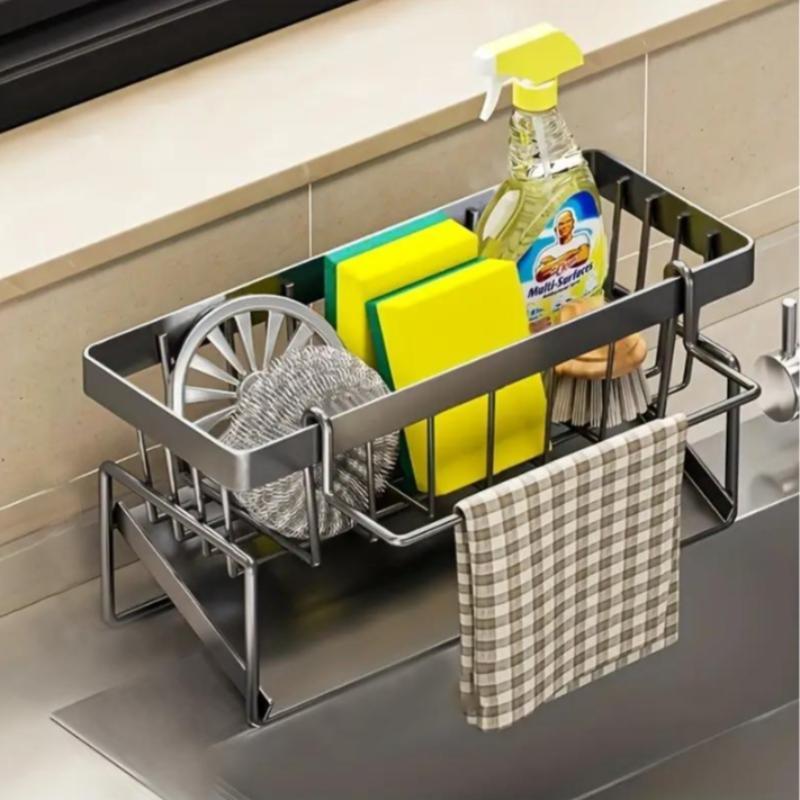 Kitchen Sink Drain Rack, 1 Count Stainless Steel Kitchen Sink Drain Storage Rack, Multifunctional Storage Rack, Household Kitchen Storage Tool