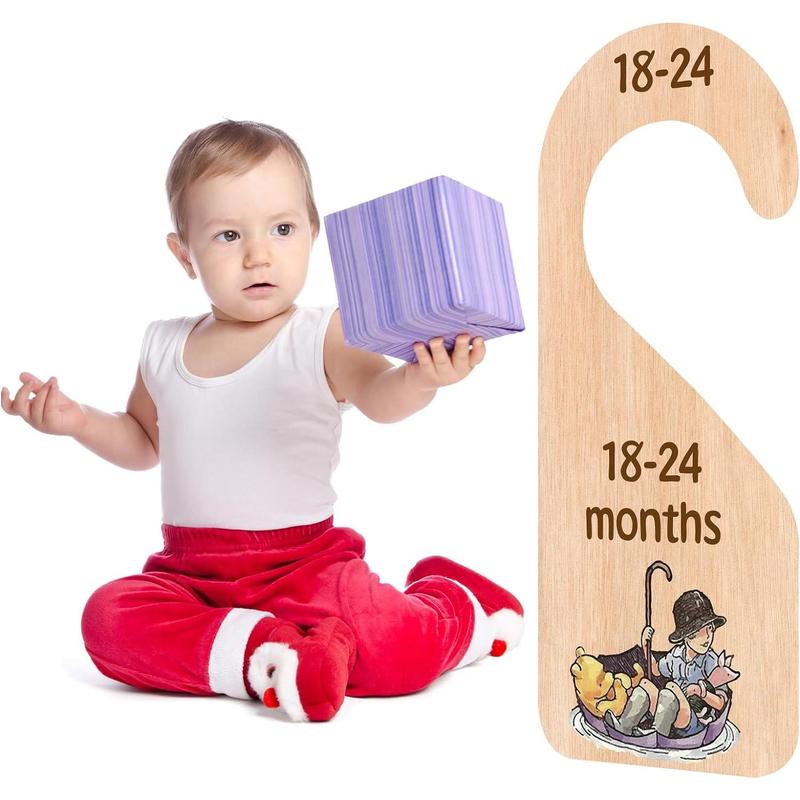 The Pooh Bear Baby Closet Dividers, Baby Clothes Organizer for Baby Nursery Decor Wooden Hanger for Newborn Baby Stuff from 0-24+ Months Smooth Hanging