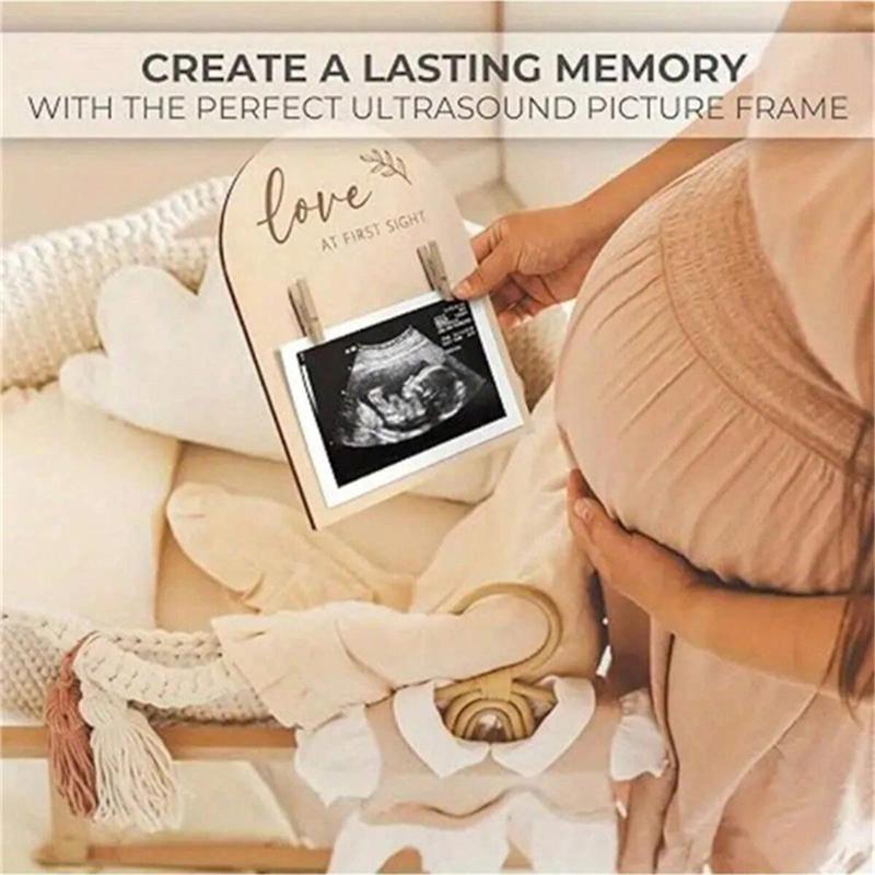 Wooden Ultrasound Photo Frame, 1 Set Baby Photo Frame, Pregnancy Announcement Photo Frame, Keepsake for Baby Birth, Home Decor