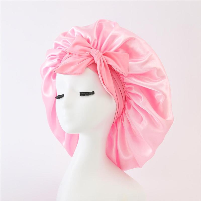 Women's Satin Bonnet, 1 Count Solid Color Satin Sleeping Cap, Elastic Band Hair Cap, Wide Band Shower Cap, Hair Accessories for Women & Girls