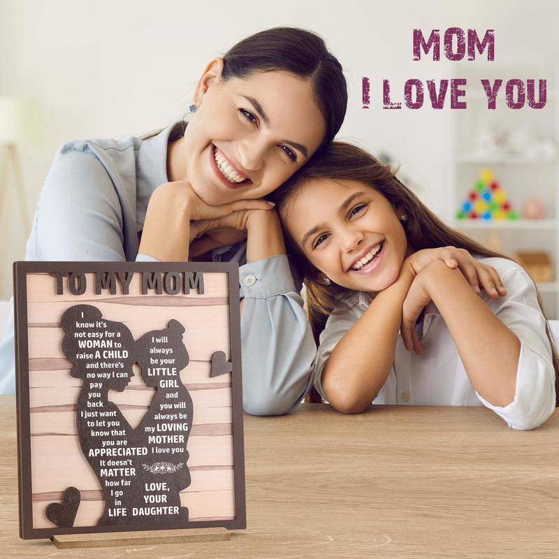 Gifts for Mom from Daughter - Best Mom Ever. Christmas, Birthday, Mother's Day. Best Presents, Wooden Silhouette Sign Plaque