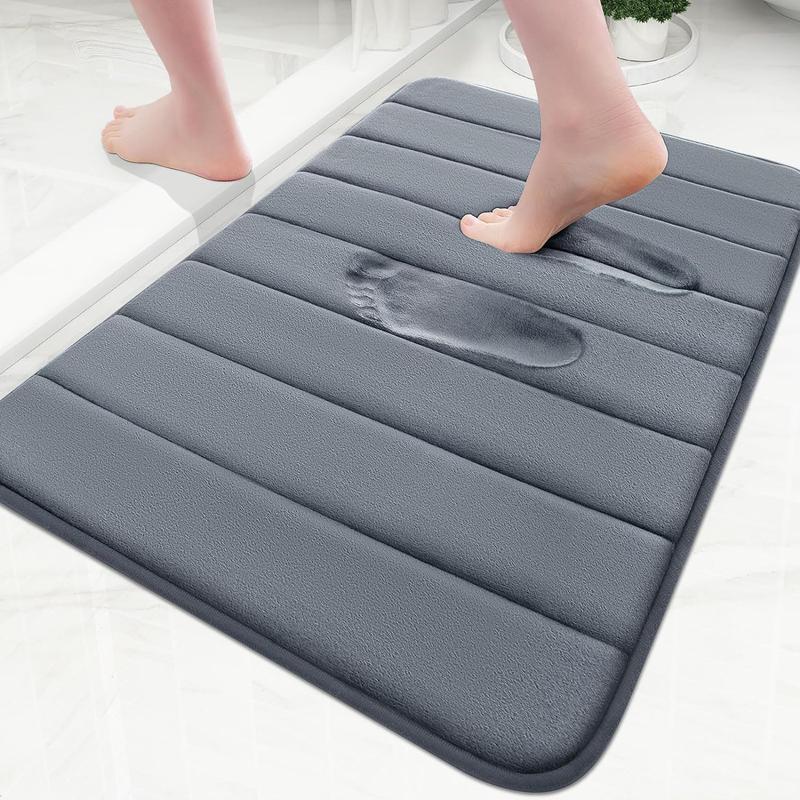 Memory Foam Bath Mat 24x16, Ultra Soft and Absorbent Bathroom Rugs, Non-Slip, Machine Wash Dry, Thick Bath Rug Carpet for Bathroom Floor, Sink and Shower, Dark Grey