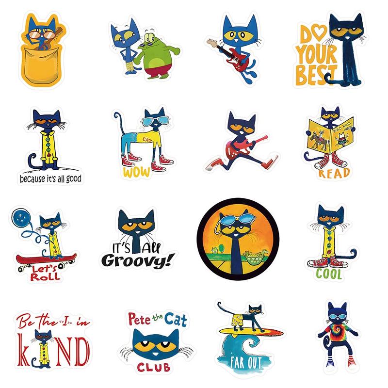 Cartoon Cat Pattern Sticker, 50pcs set Cute Cartoon Cat Graffiti Sticker, Waterproof Self Adhesive Decor Paper for Gift Greeting Card Water Bottle Laptop Phone, Christmas Gift