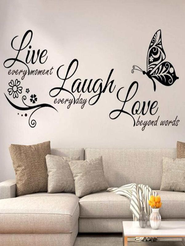 Butterfly Wall Sticker with Inspiring Words for Home Decor - Removable PVC Decals for Bedroom and Living Room - Hanging, Ornaments