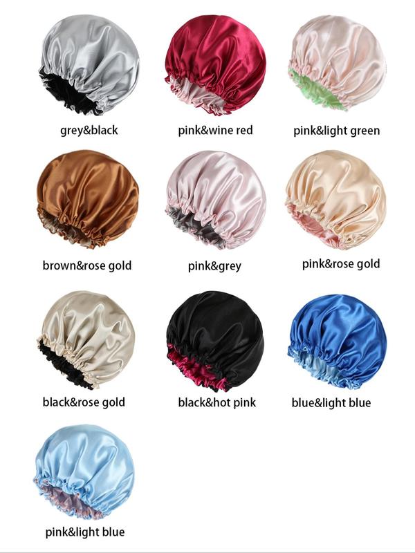 Double-sided Satin Hair Bonnet, Reversible Use Smooth Satin Sleep Bonnet, Hair Wig Protect Cap for All Style Hair