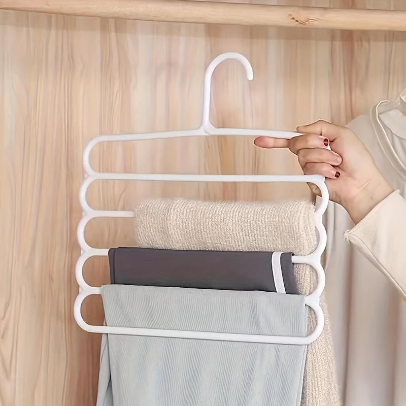 5 Layers Pants Rack, 5 Counts Anti Slip Clothes Scarf  Pants Storage Hanging Hanger, Home Organizer for Bedroom Wardrobe