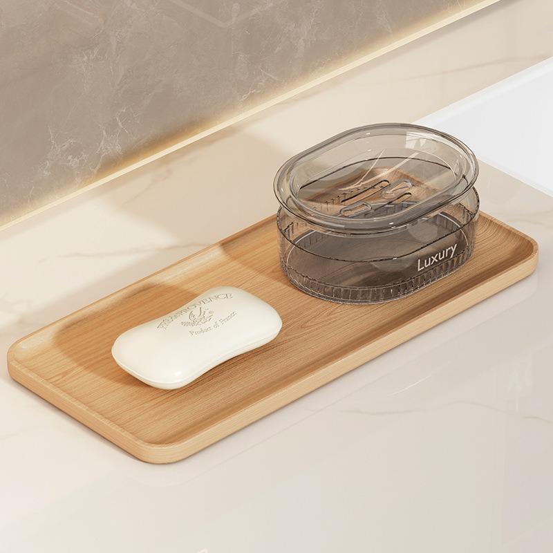 Clear Soap Dish, 1 Count Double Layer Soap Bar Holder with Lid, Soap Drain Storage Box for Bathroom Kitchen Dormitory Hotel