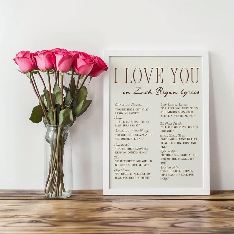 I Love You Lyrics Poster Wall Art Decor Bryan Music Print UNFRAMED