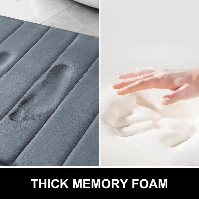 Memory Foam Bath Mat 24x16, Ultra Soft and Absorbent Bathroom Rugs, Non-Slip, Machine Wash Dry, Thick Bath Rug Carpet for Bathroom Floor, Sink and Shower, Dark Grey