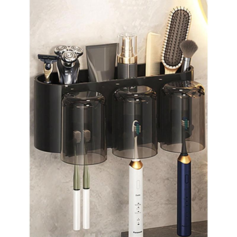 1pc Wall Mounted Toothbrush Storage Box, Modern Multifunction Toothbrush Holder For Bathroom