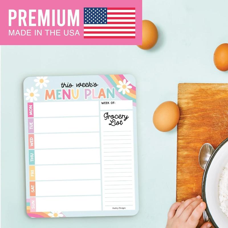 Retro Weekly Dinner Menu Board For Kitchen - Magnetic Meal Planner For Refrigerator White Board Dry Erase, Weekly Menu Board For Fridge Whiteboard, Weekly Meal Planner Magnetic Fridge Whiteboard