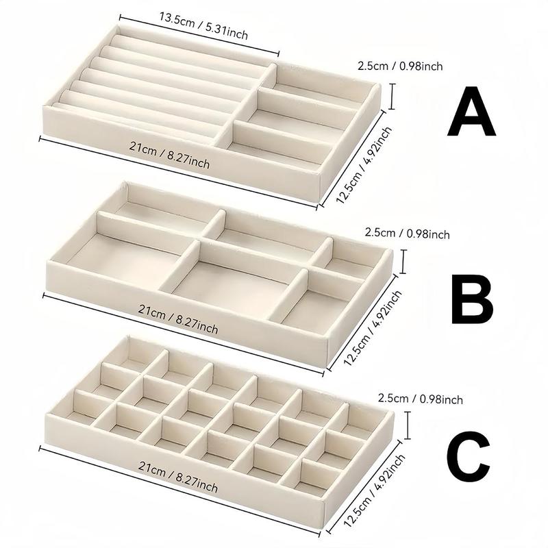 Jewelry Storage Box, 1 Count 3 Counts set Multi Grid Jewelry Organizer, Ring Plate, Necklace Display Tray, Home Organizer for Jewelry