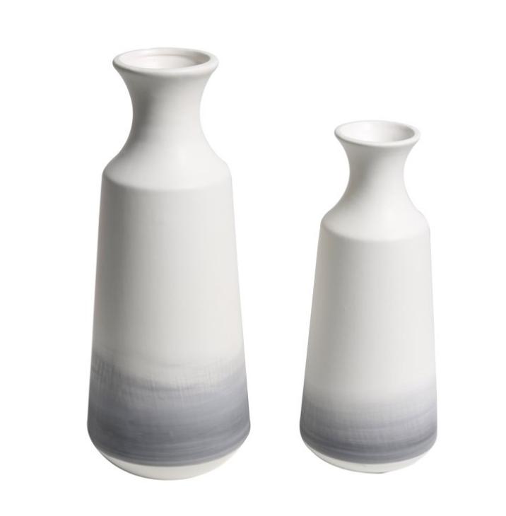 Set of 2 Modern Vases for Table Decor in White and Gray - Ideal Gift for Dad Ceramic Decorative