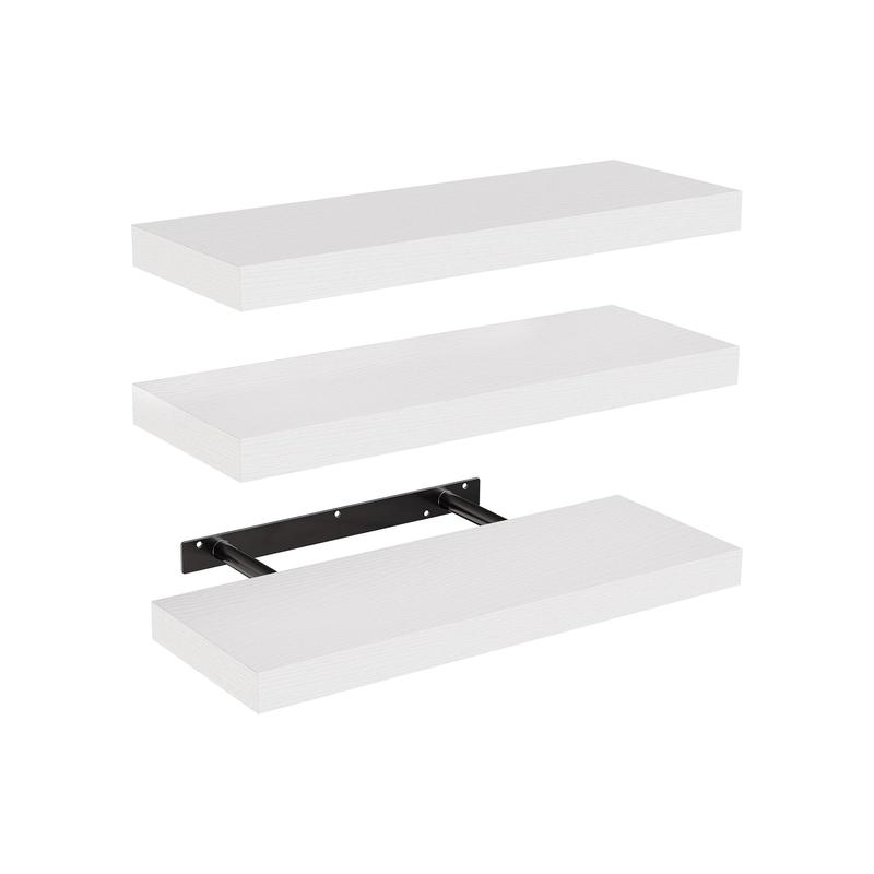 Floating Shelves, Wall Shelves for Bathroom Living Room Bedroom Kitchen Decor, White Shelves with Invisible Brackets Set of 3 Matte Mdf - 5.5