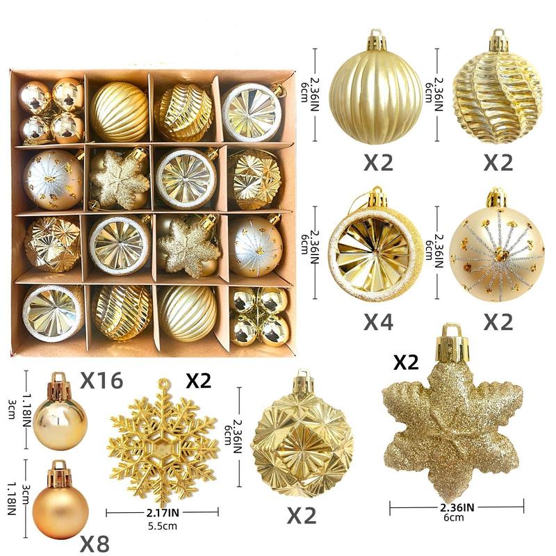 Christmas Ball Ornament, 1 Box Mixed Color Ball Shaped Ornament, Festive & Party Supplies for Christmas Tree, Home Decor