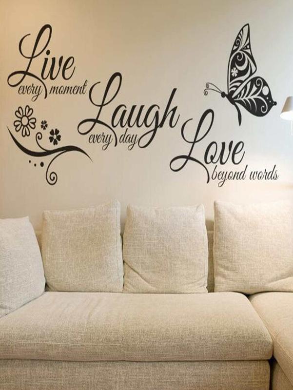 Butterfly Wall Sticker with Inspiring Words for Home Decor - Removable PVC Decals for Bedroom and Living Room - Hanging, Ornaments