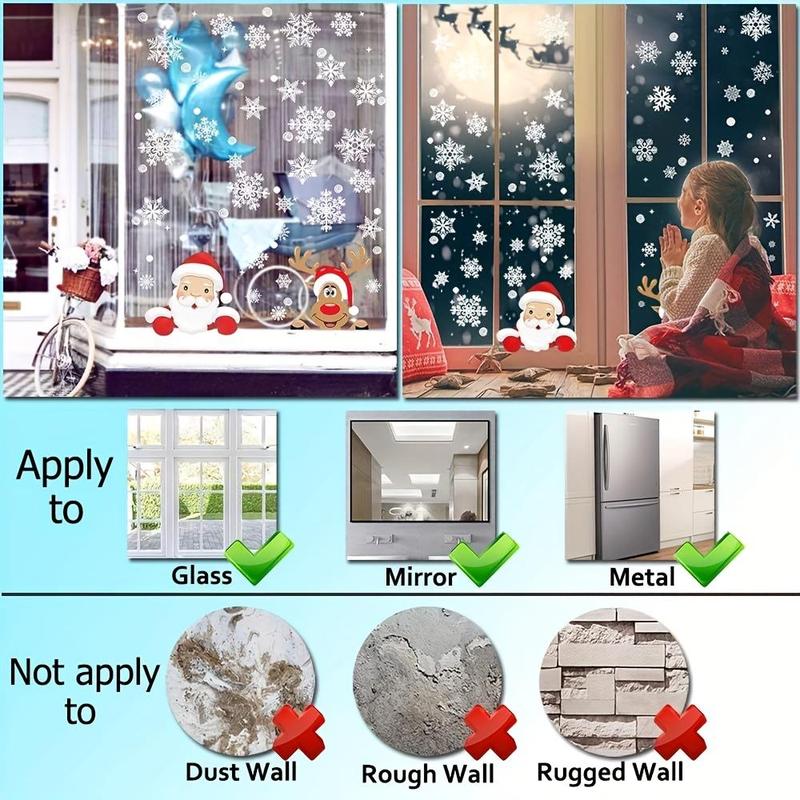 Snowflake Pattern Window Sticker, 1 Set Self Adhesive Window Decal, Holiday Decoration for Home Party School Office