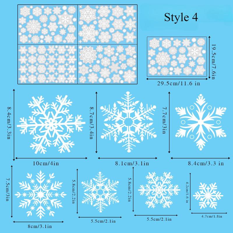 Snowflake Pattern Window Sticker, 1 Set Self Adhesive Window Decal, Holiday Decoration for Home Party School Office