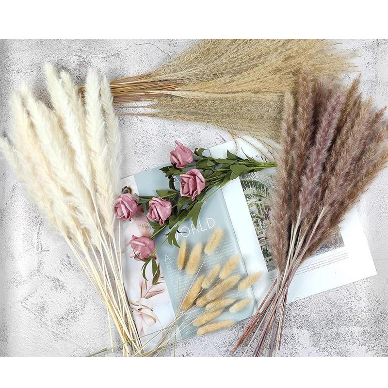 Natural Dried Pampas Grass (100pcs), Home Decorative Grass Dried Flower, Dried Pampas Grass for Home Table Decoration, Party Decor, Room Decor