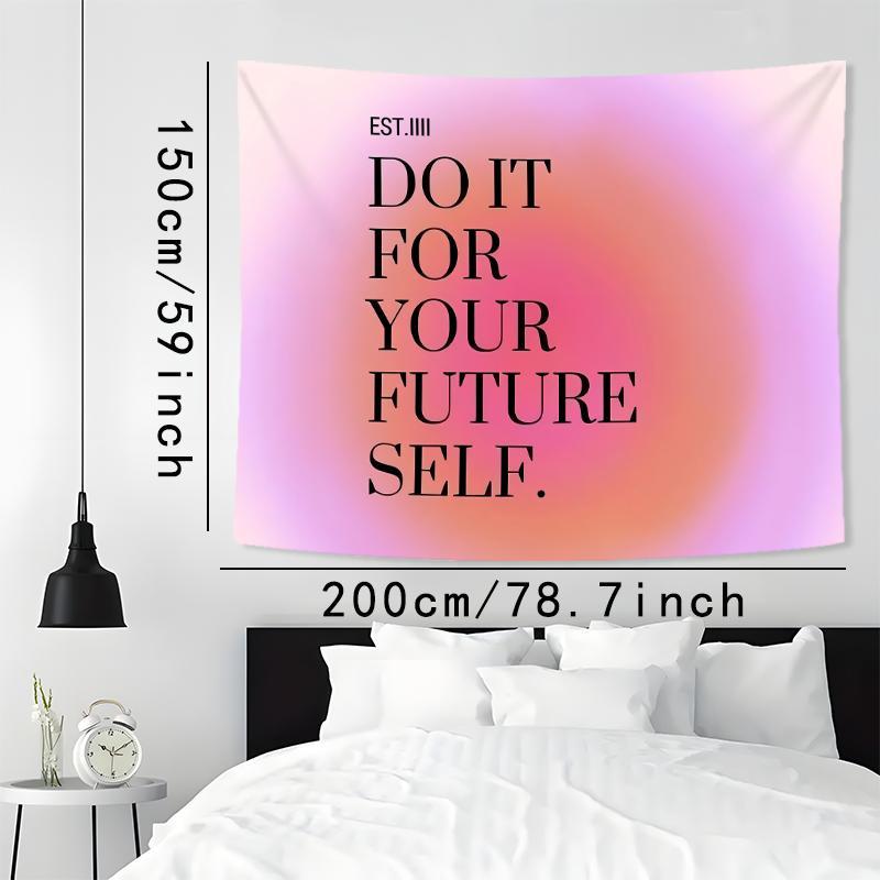 Slogan Pattern Wall Tapestry, 1 Count Inspirational Flannelette Tapestry, Room Decor Wall Hanging Blanket For Bedroom, Living Room & Dorm Room