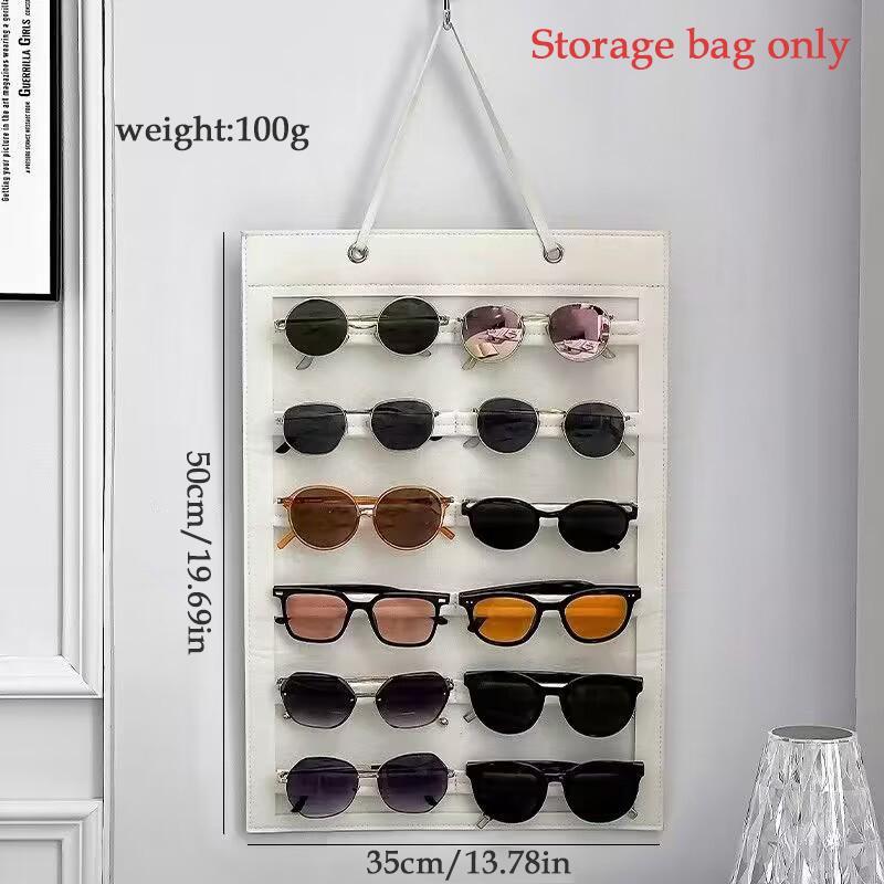 12-slot Sunglasses Storage Bag, Dust-proof Glasses Storage Tool, Sunglasses Hanging Storage Bag, Multifunctional Storage Bag Rack