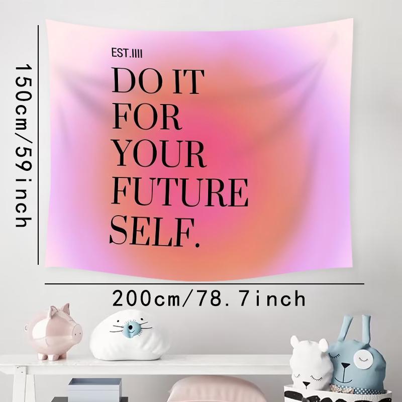 Slogan Pattern Wall Tapestry, 1 Count Inspirational Flannelette Tapestry, Room Decor Wall Hanging Blanket For Bedroom, Living Room & Dorm Room