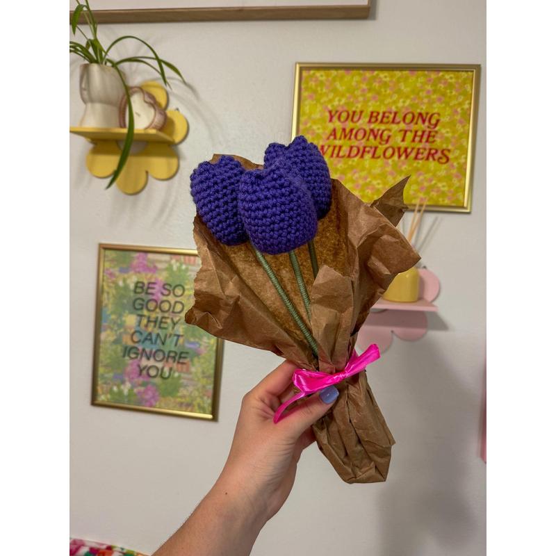 Crochet Dark Purple Tulip Flower