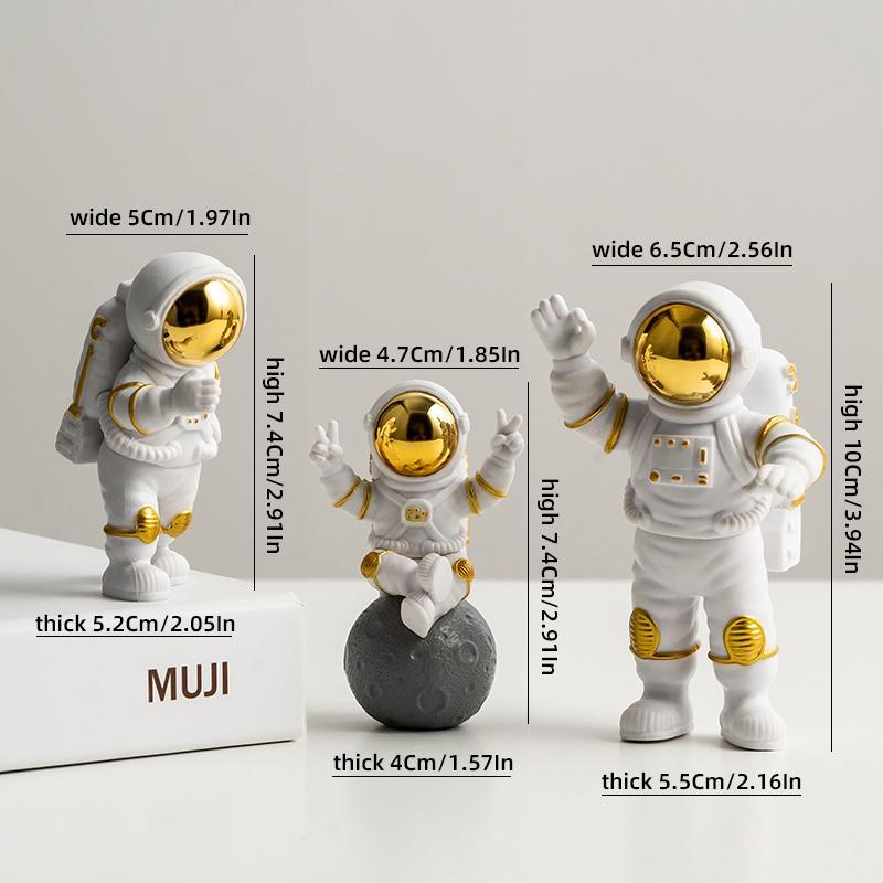 Astronaut Design Decorations, 3 Counts Creative Mini Astronaut Model Ornament Set, Desktop Decoration for Home Office Bedroom, Home Decor Supplies, Room Decor