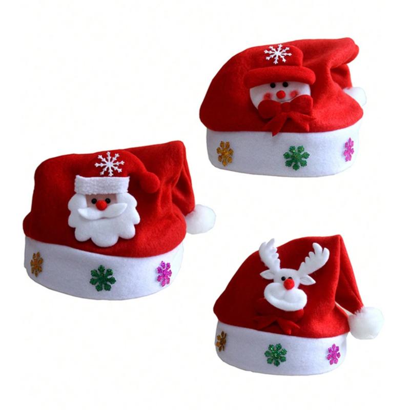 3-piece Set Premium Velvet Santa Claus Hat, Christmas Gift