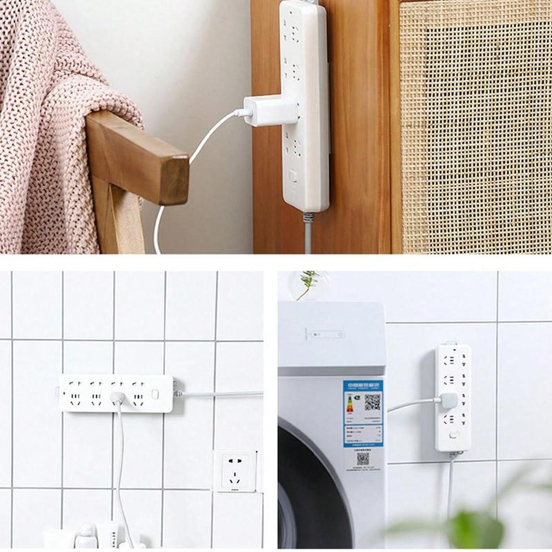 Wall Mounted Plug Holder, Punch Free Self Adhesive Wall Mounted Plug Holder, Home Organizer for Kitchen Living Room