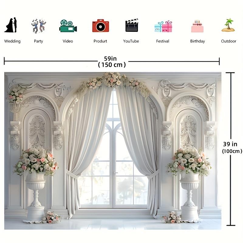 Elegant White Window Background Props-Durable Polyester Banner, Suitable for Party Decoration, Multifunctional Wall Decoration and Birthday Celebration Supplies-Perfect for Home, Office Or Outdoor Activities