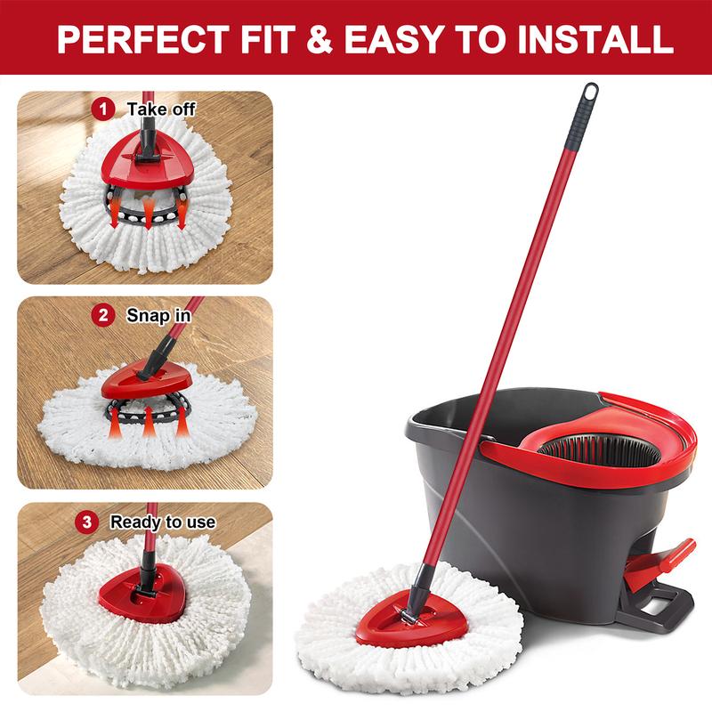 Mop Heads Refills for O-Cedar EasyWring 1 Tank System. Microfiber Spin Mop Replacements Machine Washable for Velida ocedar. For All Type of Surface