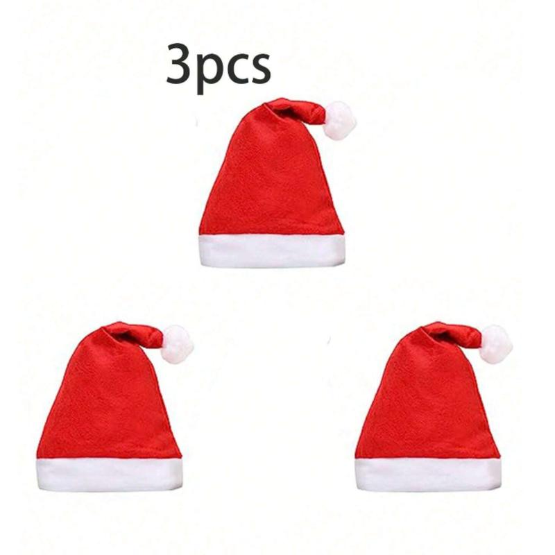 3-piece Set Premium Velvet Santa Claus Hat, Christmas Gift