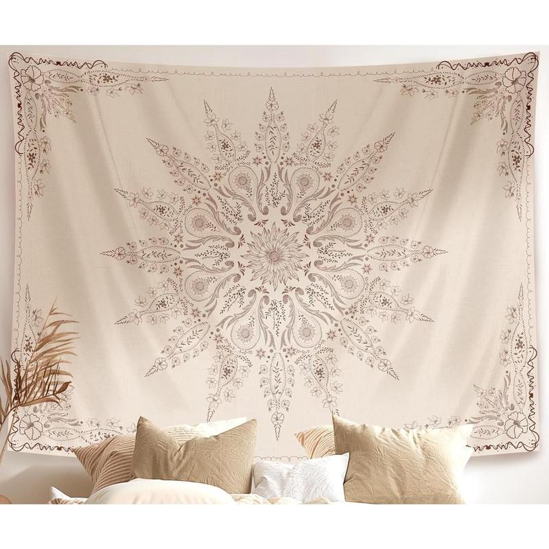 Floral Tapestry-Flower Aesthetic T Wall Hanging Tapestry-Room Decor-Tapestries for Bedroom Living Room Dorm(Flaxen, 35.40