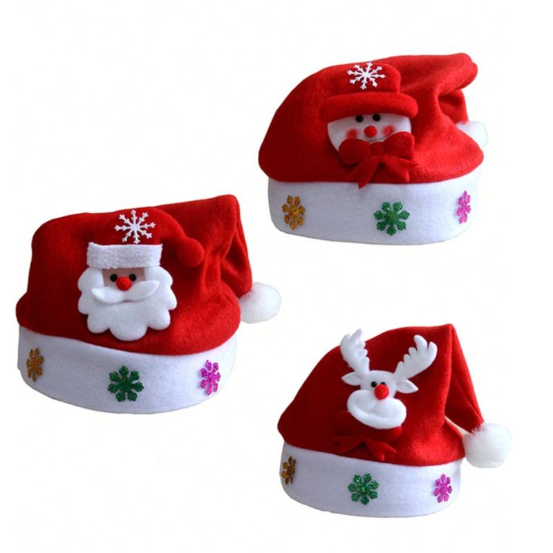 3-piece Set Premium Velvet Santa Claus Hat, Christmas Gift