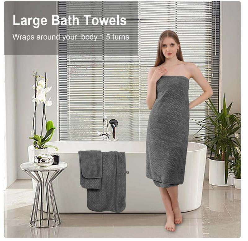 Smuge 4 Pack Oversized Bath Towel Set, Dark Grey 600 GSM Ultra Soft Extra Large Bath Sheet Towels 35