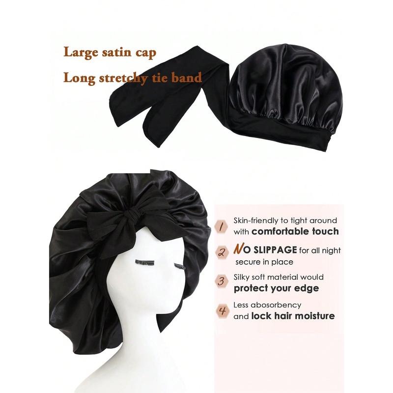 1PC Silk Bonnet For Sleeping Women Satin Bonnet Hair Bonnet Night Sleep Cap Scarf Wrap For Curly Hair With Tie Band Bow