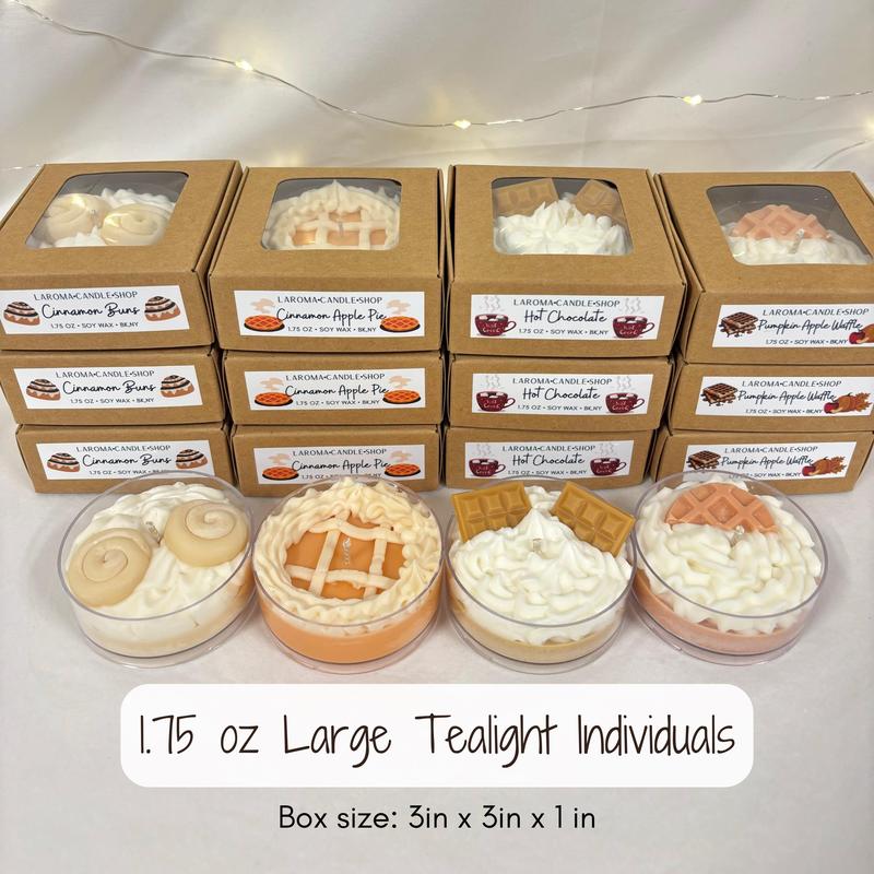 Set of 4 Tealight Whipped Candles - Cute Fall Desserts, Food, and Birthday Gift Autumn Candles - Freshener, Decor